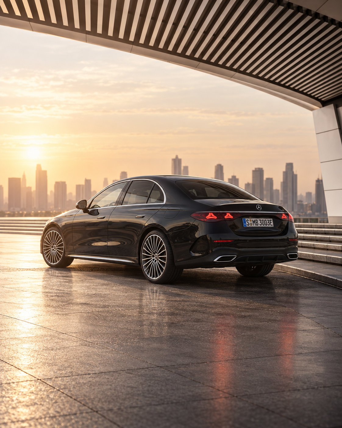 Mercedes-Benz E-Klasse im Abendlicht – TAUNUS Limousinenservice