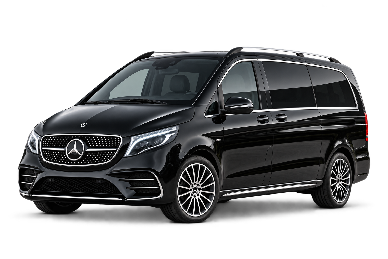 Mercedes-Benz V-Klasse in Schwarz, freigestellte Dreiviertelansicht